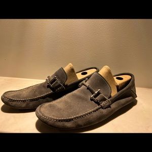 Bally grey suede loafers with buckle